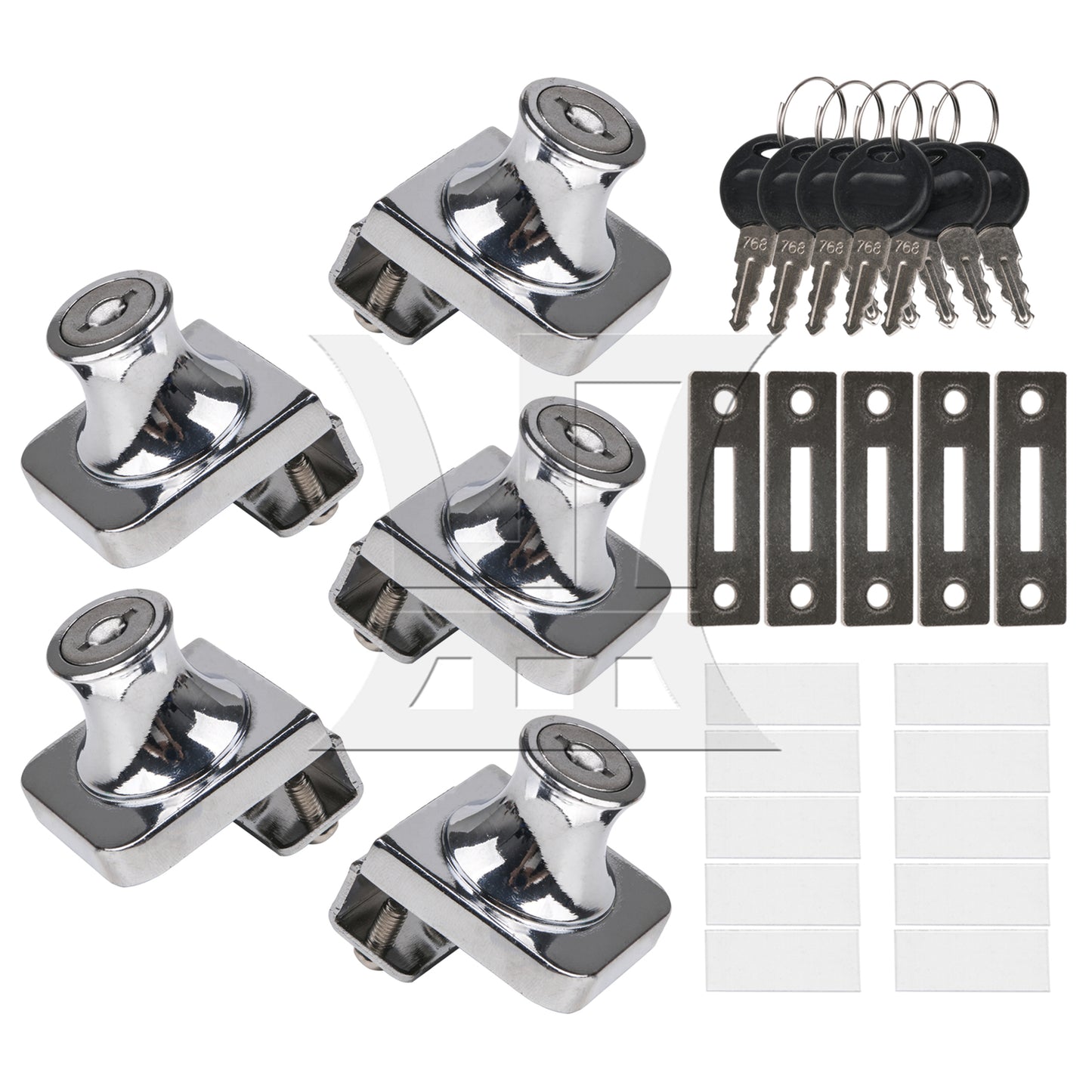 BQLZR Display Cabinet Door Lock 1.38x1.18inch Silver Stainless Steel w/ 4Pcs Key
