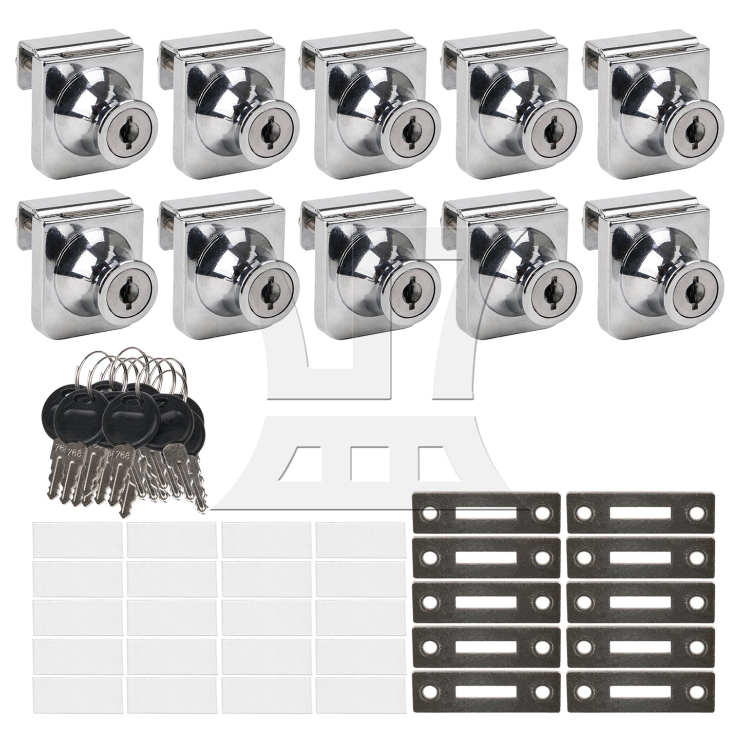 BQLZR Display Cabinet Door Lock 1.38x1.18inch Silver Stainless Steel w/ 4Pcs Key