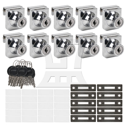 BQLZR Display Cabinet Door Lock 1.38x1.18inch Silver Stainless Steel w/ 4Pcs Key