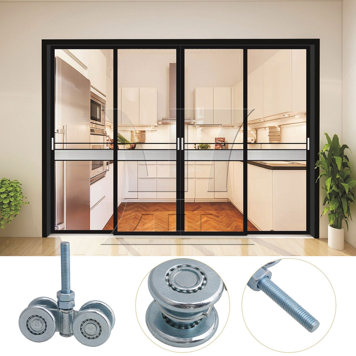 BQLZR Barn Door Rail Trolley Steel Double Wheel Rail Hanging Rollers H3-3