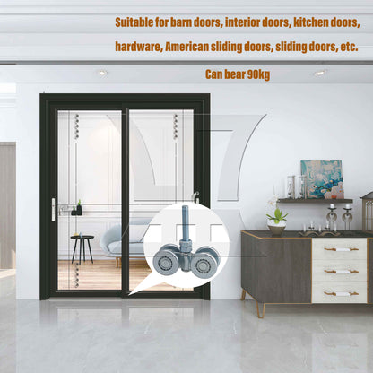 BQLZR Barn Door Rail Trolley Steel Double Wheel Rail Hanging Rollers H3-3