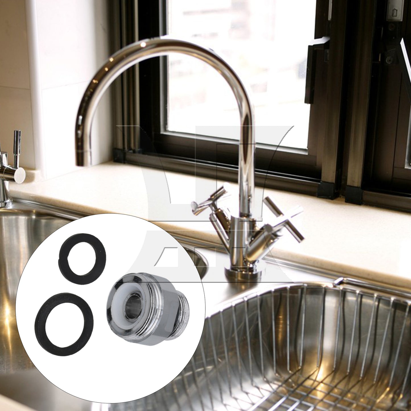BQLZR Faucet Garden Hose Adapter Kit Sink Swivel Attachments 18 to 22mm Silver
