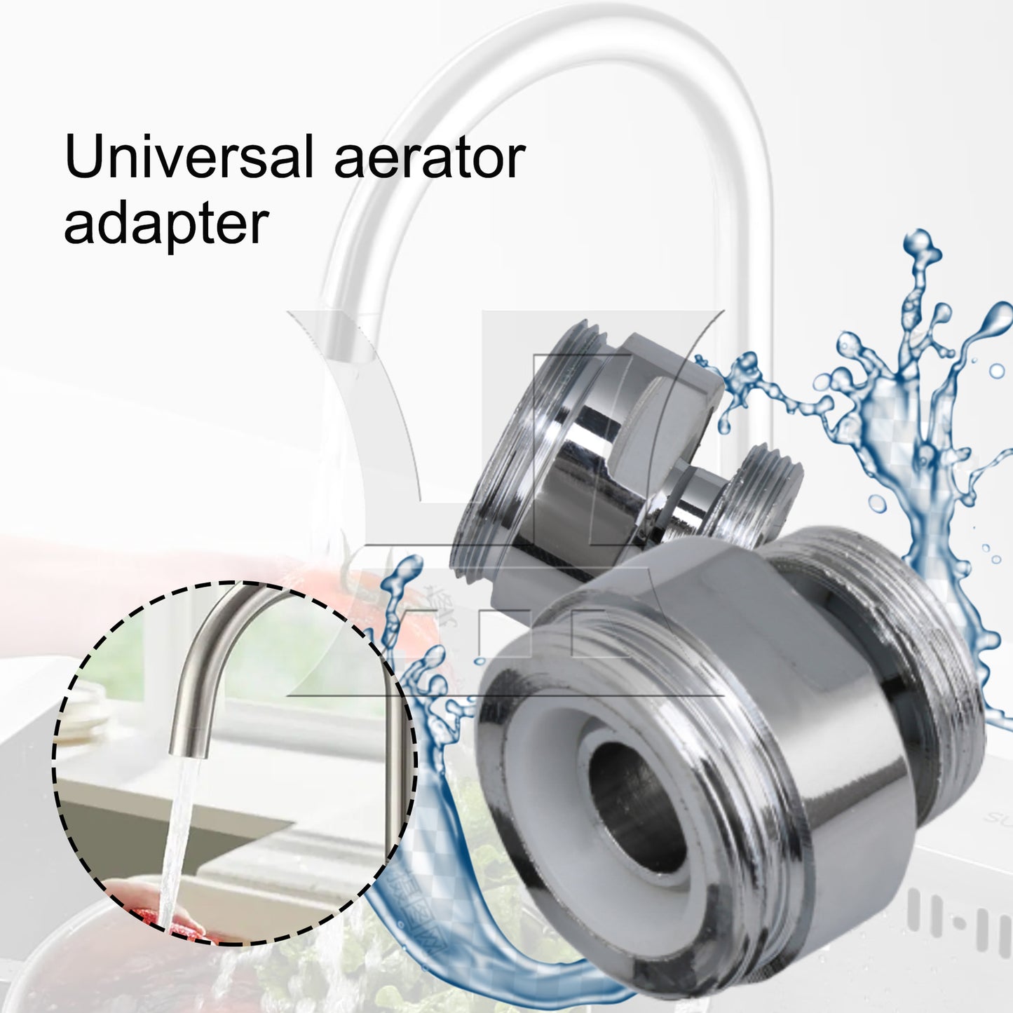 BQLZR Faucet Garden Hose Adapter Kit Sink Swivel Attachments 18 to 22mm Silver