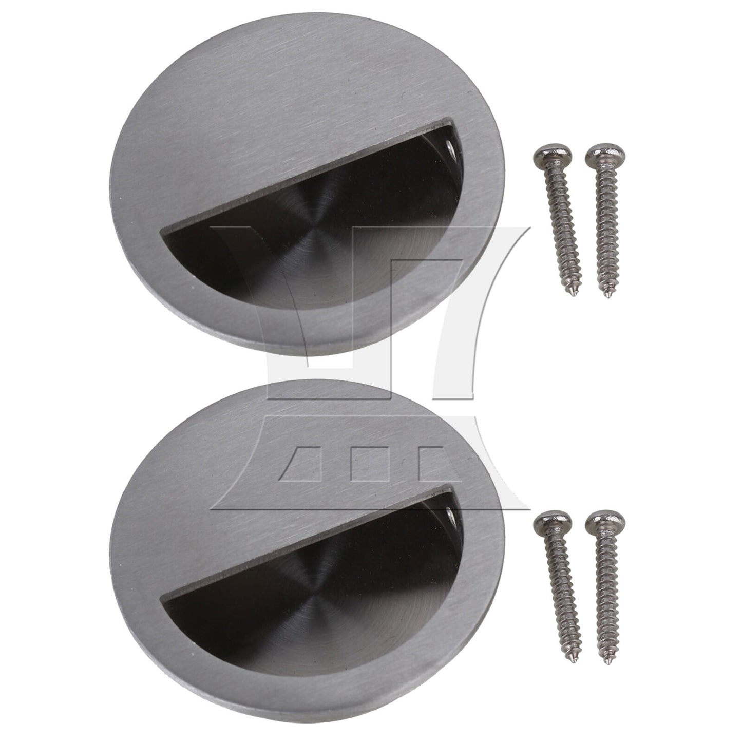 BQLZR 2Pieces Hidden Round Pull Handle for Furniture 50mm Diameter Silver with Screw