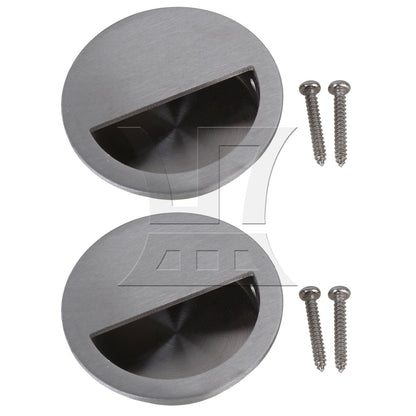 BQLZR 2Pieces Hidden Round Pull Handle for Furniture 50mm Diameter Silver with Screw