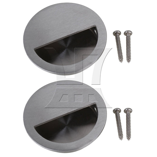 BQLZR 2Pieces Hidden Round Pull Handle for Furniture 50mm Diameter Silver with Screw