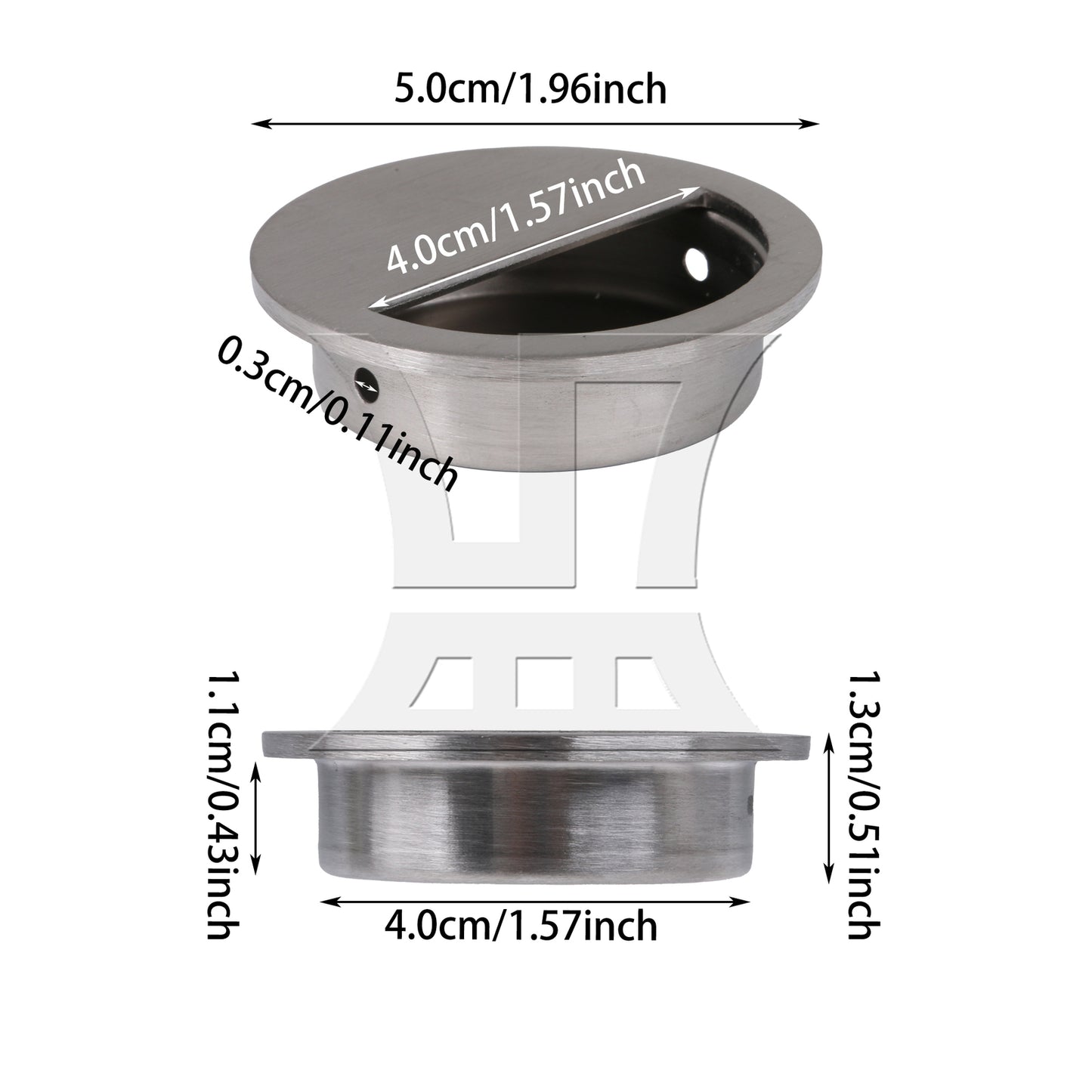 BQLZR 2Pieces Hidden Round Pull Handle for Furniture 50mm Diameter Silver with Screw