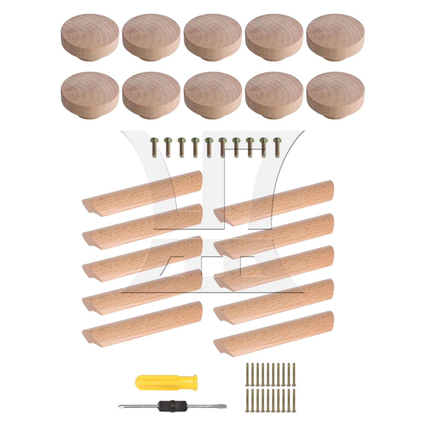 BQLZR 50x25mm Wood Color Wood Pull Knobs for Drawer and Cabinet