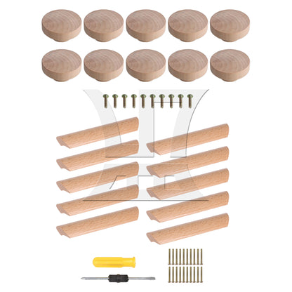 BQLZR 50x25mm Wood Color Wood Pull Knobs for Drawer and Cabinet