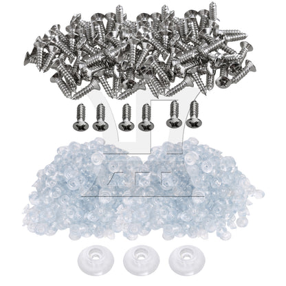 BQLZR 400Pieces Silica Gel Board Feet with 400x Chrome Screws for Table Chair Set