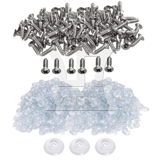 BQLZR 400Pieces Silica Gel Board Feet with 400x Chrome Screws for Table Chair Set