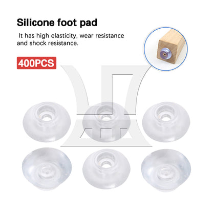 BQLZR 400Pieces Silica Gel Board Feet with 400x Chrome Screws for Table Chair Set