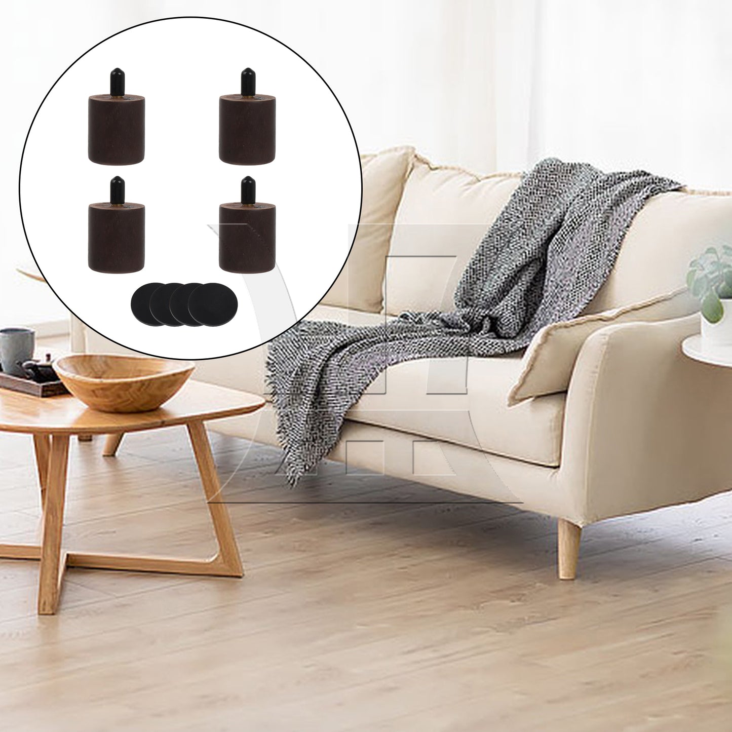 BQLZR  Furniture Sofa Couch Legs Round Wood w/ Brad Hole Tee Nuts M3.5 Screw