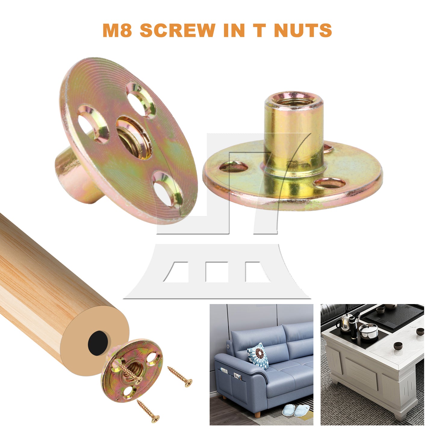 BQLZR  Furniture Sofa Couch Legs Round Wood w/ Brad Hole Tee Nuts M3.5 Screw
