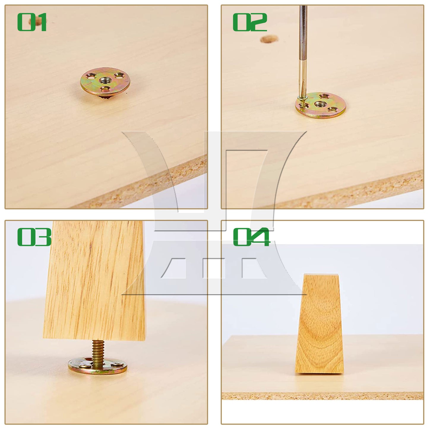 BQLZR  Furniture Sofa Couch Legs Round Wood w/ Brad Hole Tee Nuts M3.5 Screw