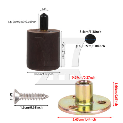 BQLZR  Furniture Sofa Couch Legs Round Wood w/ Brad Hole Tee Nuts M3.5 Screw