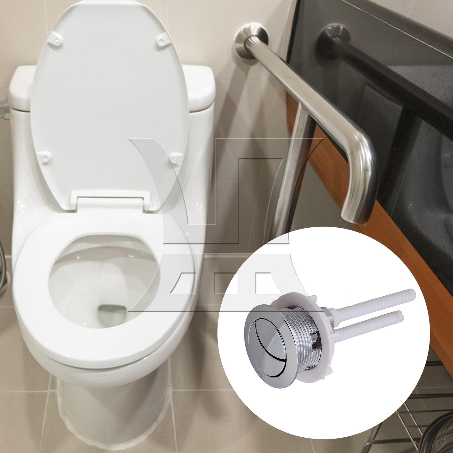 BQLZR Toilet Push Button Dual Flushing 38 mm Diameter with Adjustable Rod