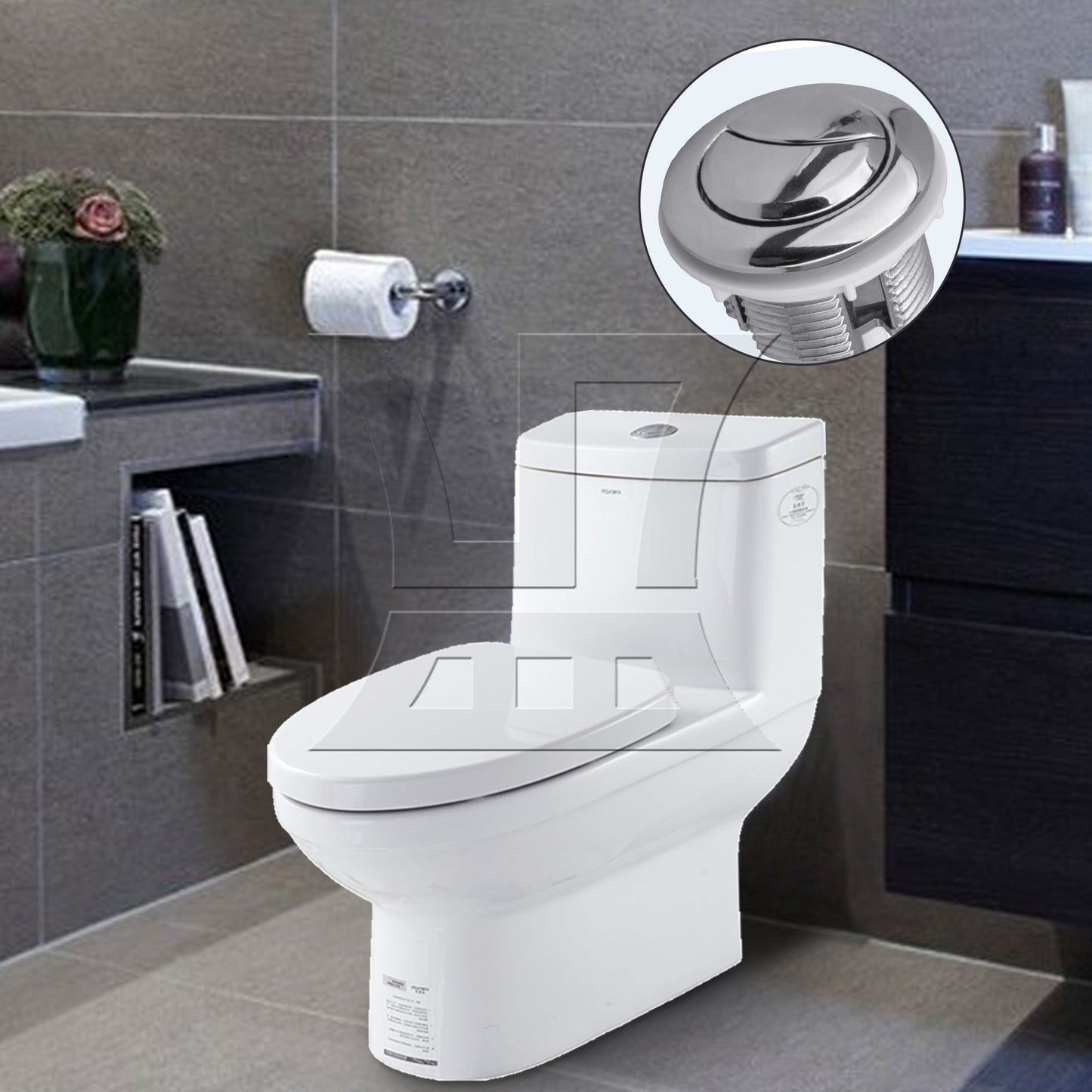 BQLZR Toilet Push Button Dual Flushing 38 mm Diameter with Adjustable Rod