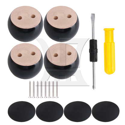 BQLZR Black Eucalyptus-Wood Furniture Feet 100kg Bearing Weight Lifter 67MM Dia