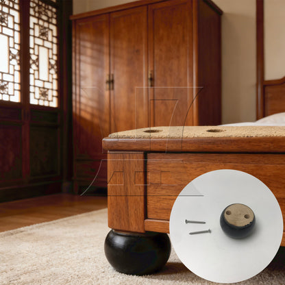 BQLZR Round Bun Furniture Feet 2.64"x1.57" Eucalyptus Wood Round Bun Furniture Feet