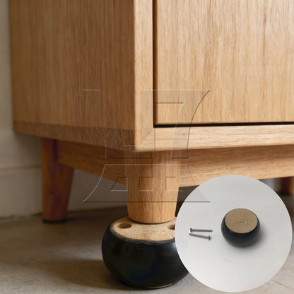 BQLZR Round Bun Furniture Feet 2.64"x1.57" Eucalyptus Wood Round Bun Furniture Feet