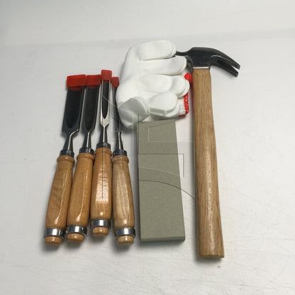 BQLZR Wood Carving Chisel Tools 9.45 x 0.94 Inch Set with Sharpening Stone Hammer