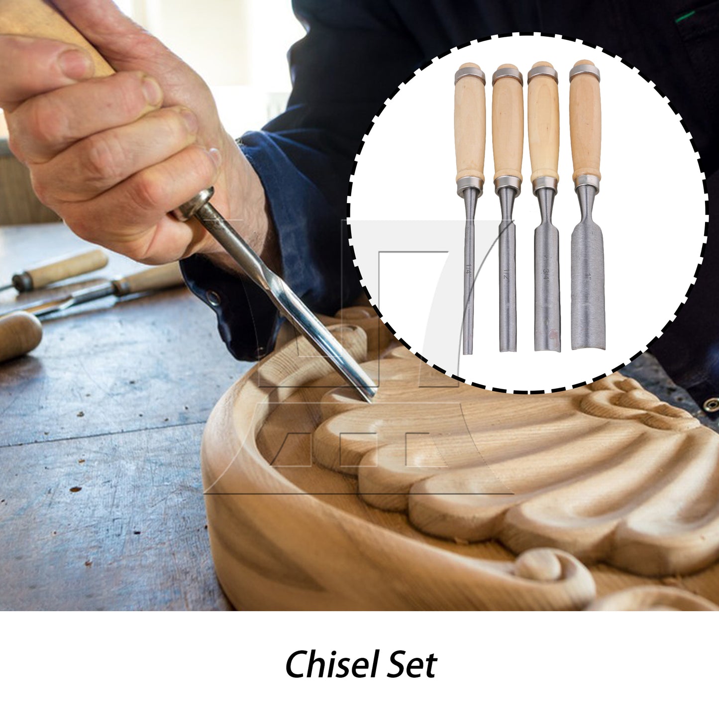 BQLZR Wood Carving Chisel Tools 9.45 x 0.94 Inch Set with Sharpening Stone Hammer
