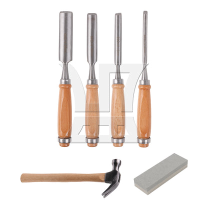BQLZR Wood Carving Chisel Tools 9.45 x 0.94 Inch Set with Sharpening Stone Hammer