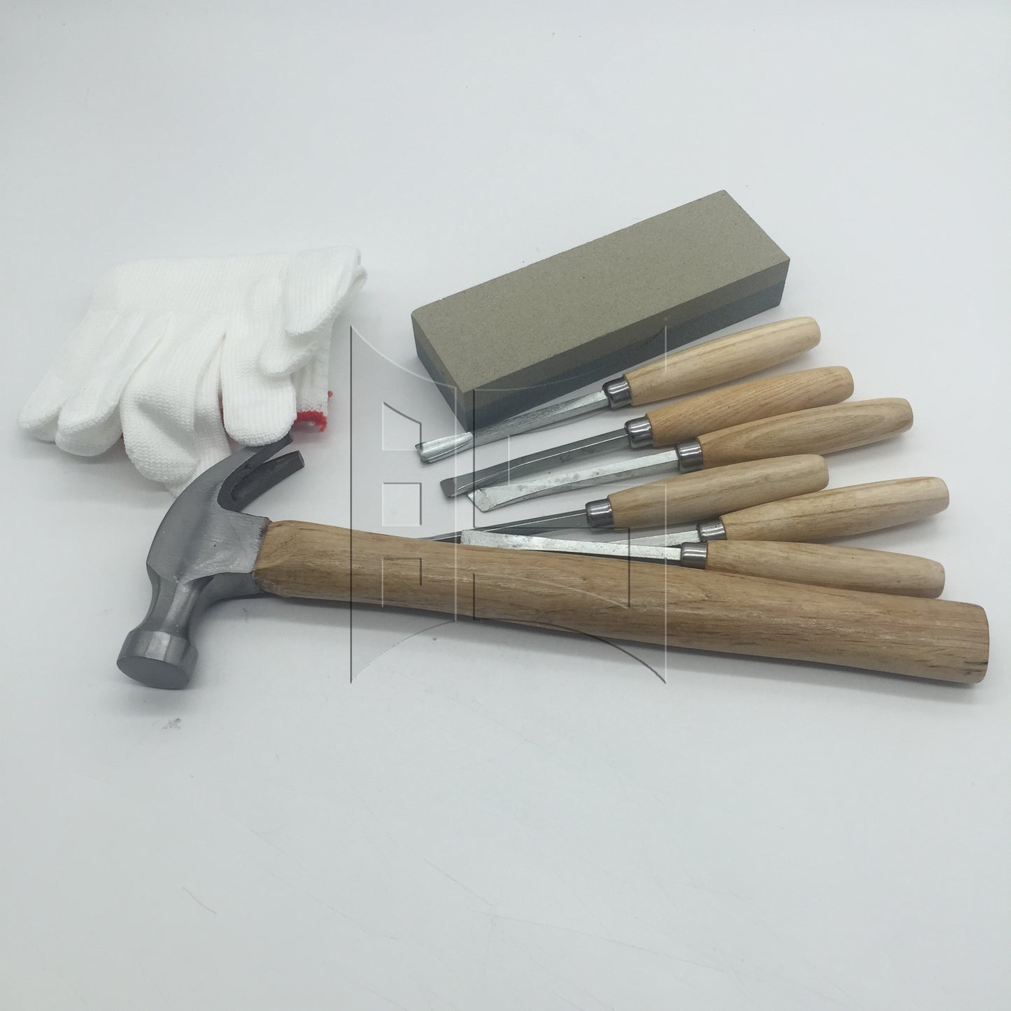 BQLZR Wood Carving Chisel Tools in 1 Kit w/ Sharpening Stone 8-Ounce Claw Hammer