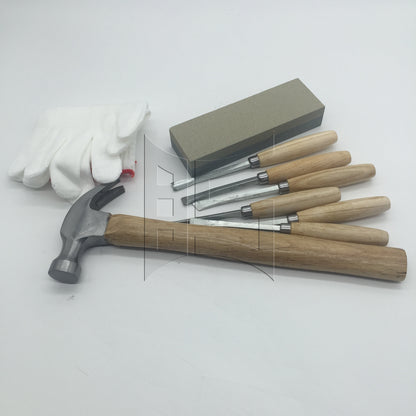 BQLZR Wood Carving Chisel Tools in 1 Kit w/ Sharpening Stone 8-Ounce Claw Hammer