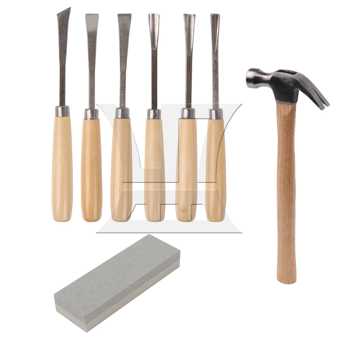 BQLZR Wood Carving Chisel Tools in 1 Kit w/ Sharpening Stone 8-Ounce Claw Hammer