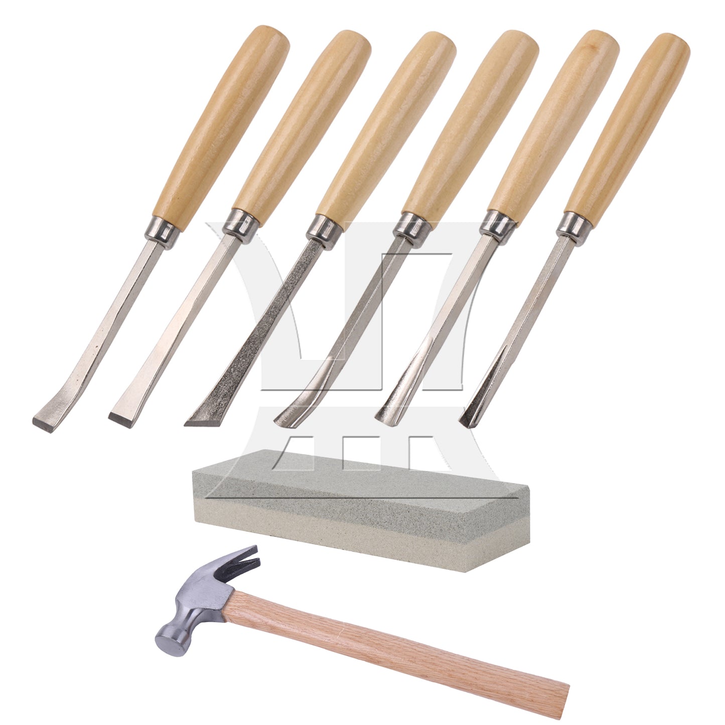 BQLZR Wood Carving Chisel Tools in 1 Kit w/ Sharpening Stone 8-Ounce Claw Hammer