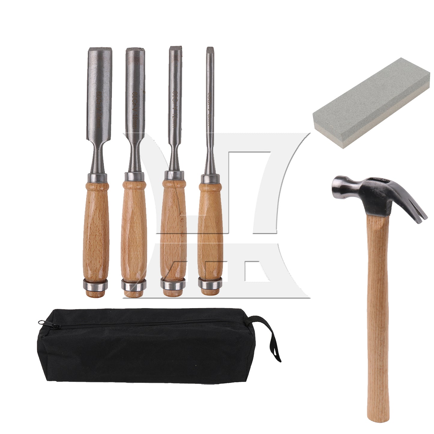 BQLZR Wood Carving Chisel Tools 9.45 x 0.94 Inch Set with Sharpening Stone Hammer