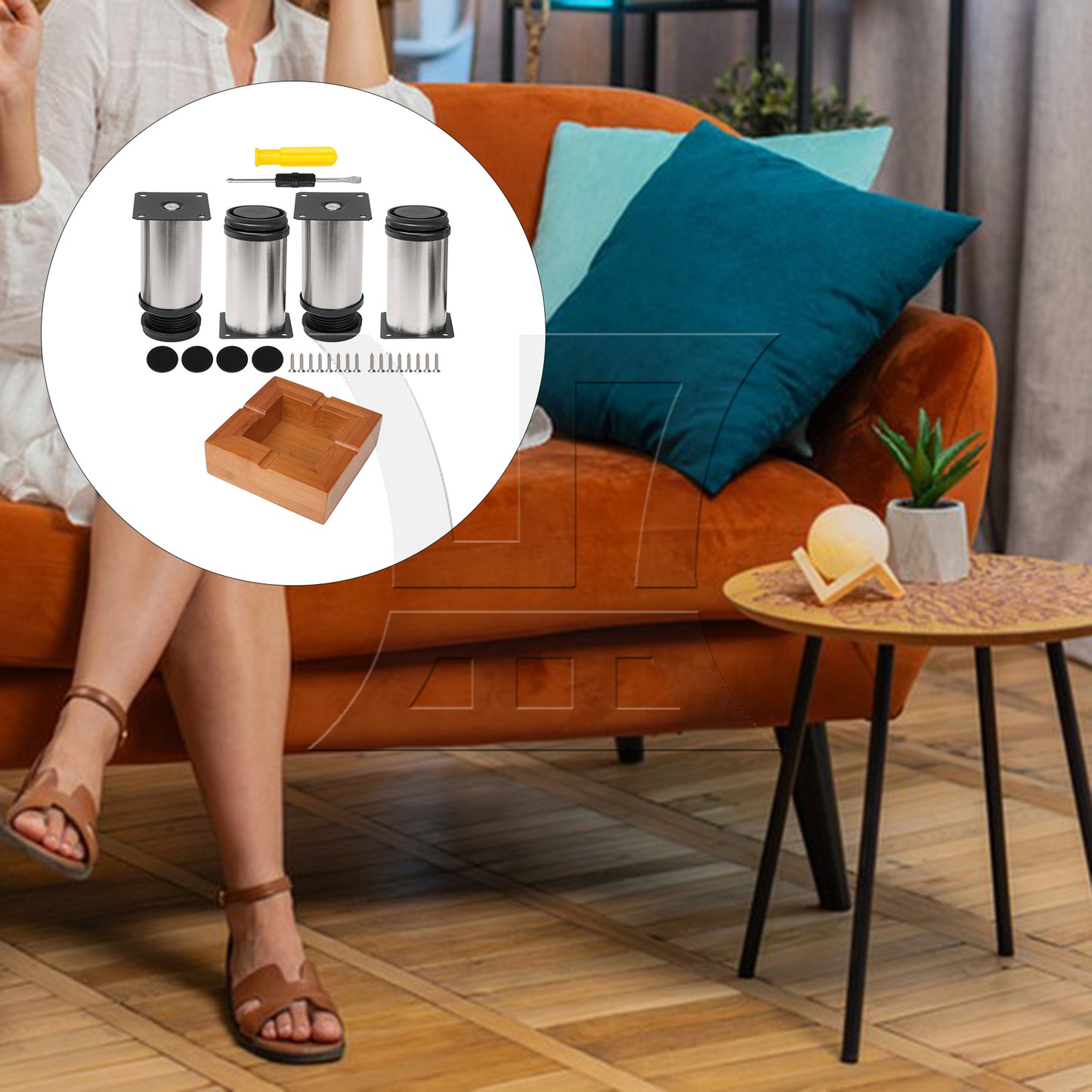 BQLZR 4 Pcs Adjustable Height Furniture Feet 3.94"-4.53" Set 55.12 lbs Single Load