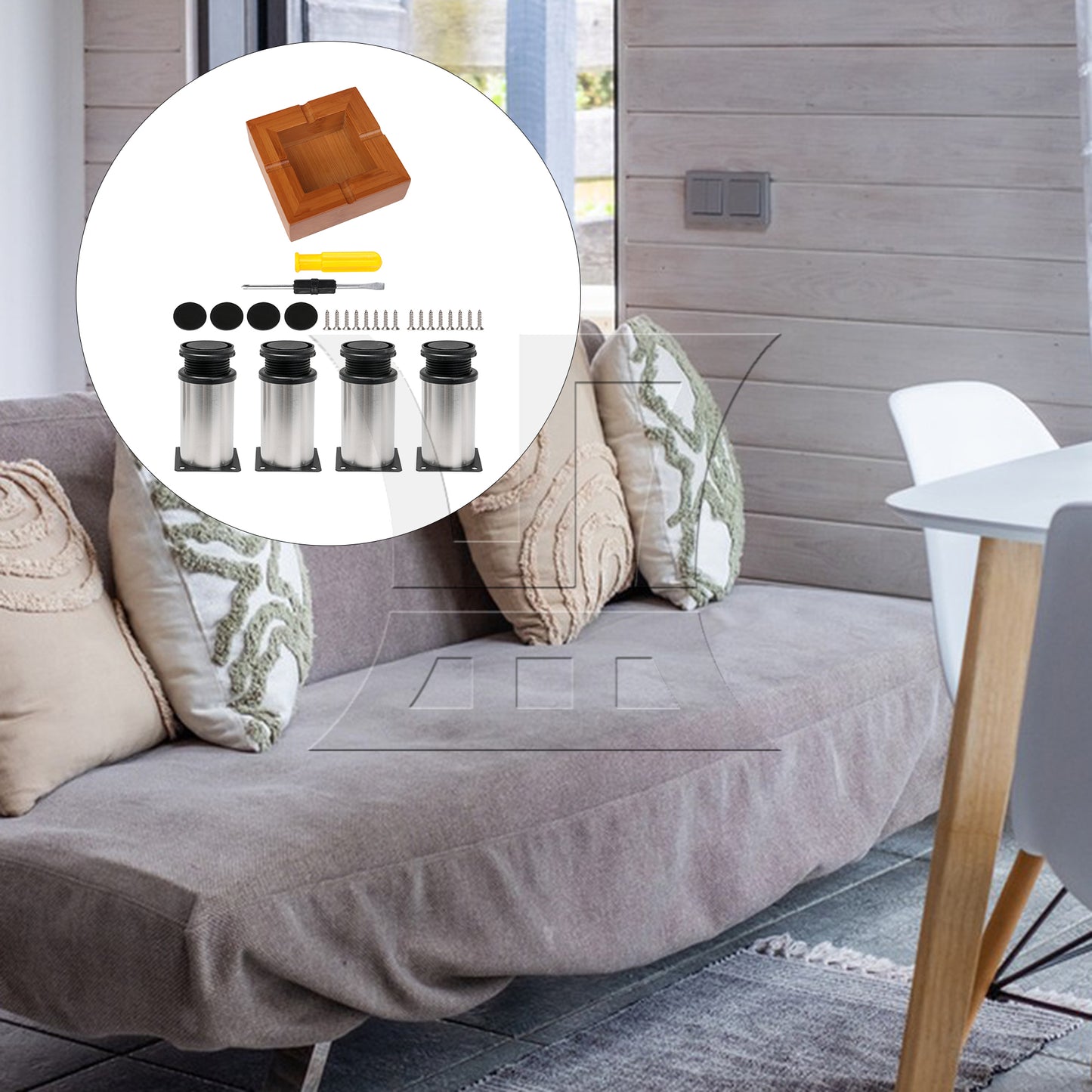 BQLZR 4 Pcs Adjustable Height Furniture Feet 3.94"-4.53" Set 55.12 lbs Single Load