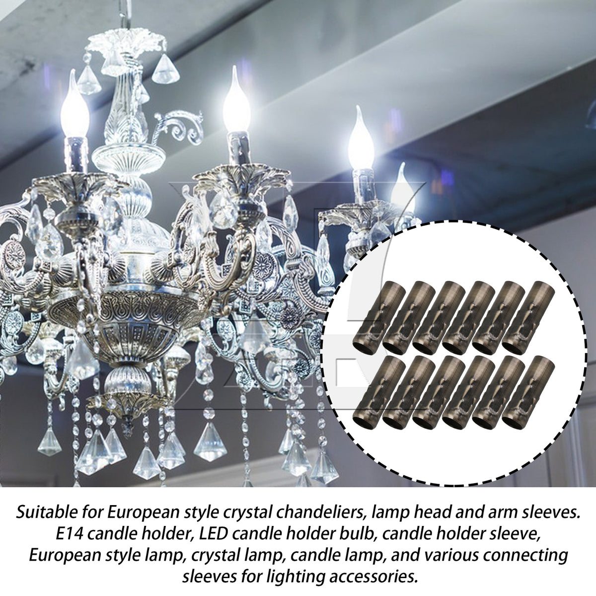 BQLZR 12 Pieces Chandelier Light Covers Bulb Sleeves Socket 3.15x0.98 Inch