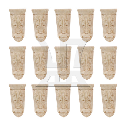 BQLZR Wood Carved Corner Onlay Applique, Solid Material 5x1.7x10 Cm