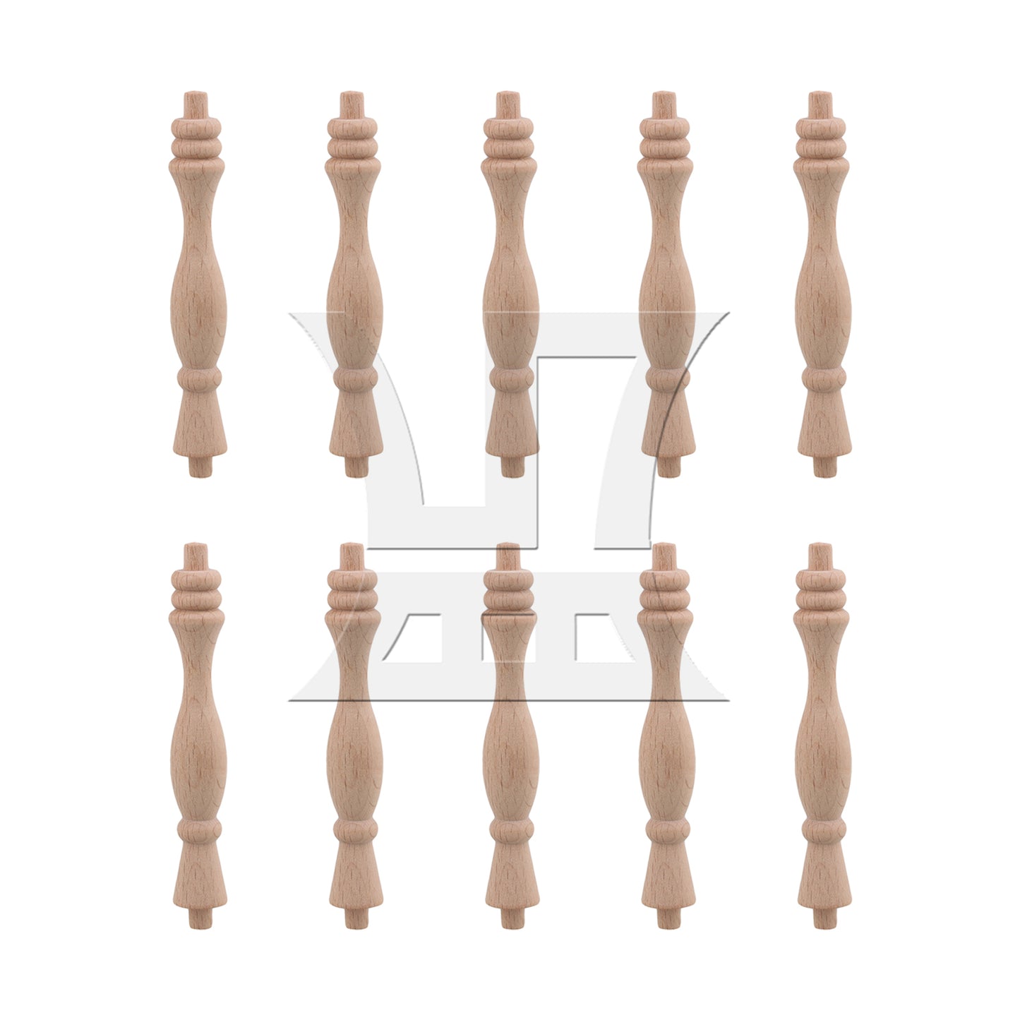 BQLZR  Vintage Style Unfinished Wood Natural Cutout Wooden Spindle 13.3cm