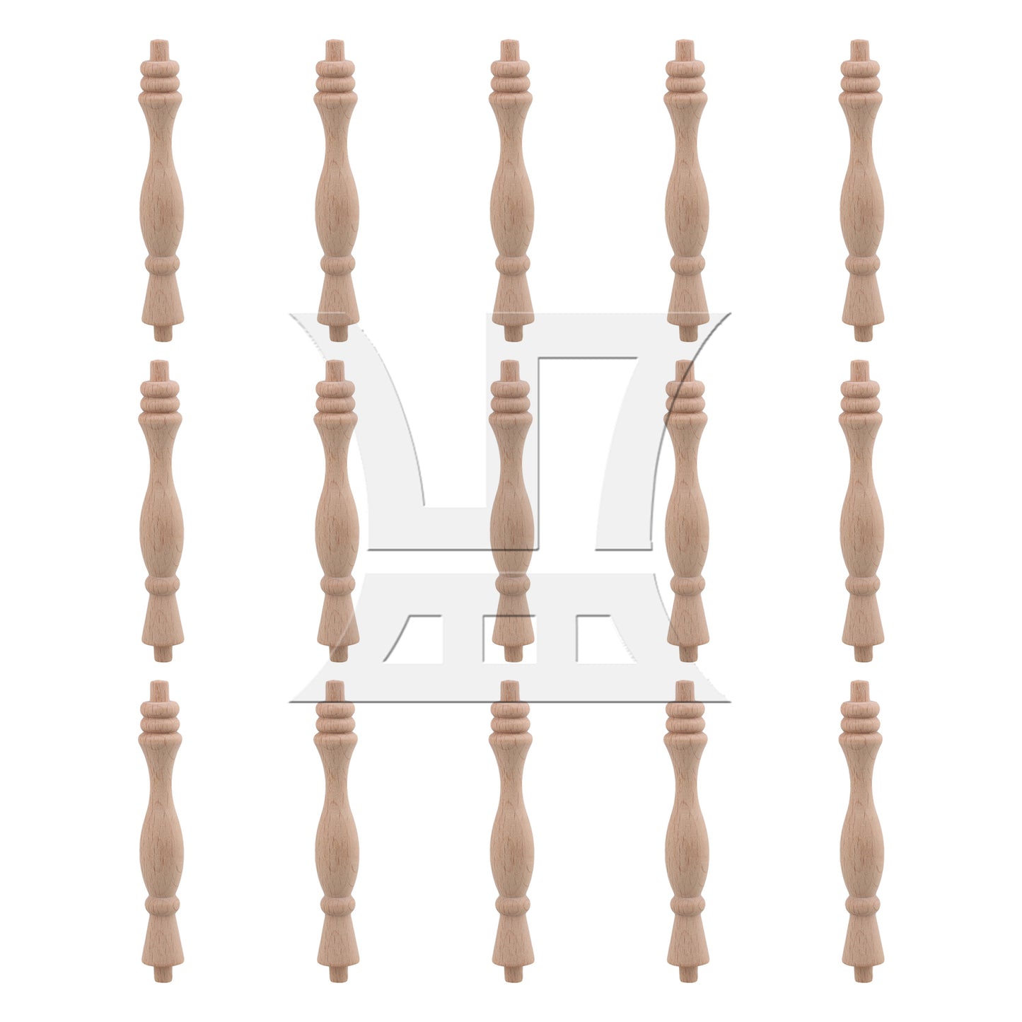 BQLZR  Vintage Style Unfinished Wood Natural Cutout Wooden Spindle 13.3cm