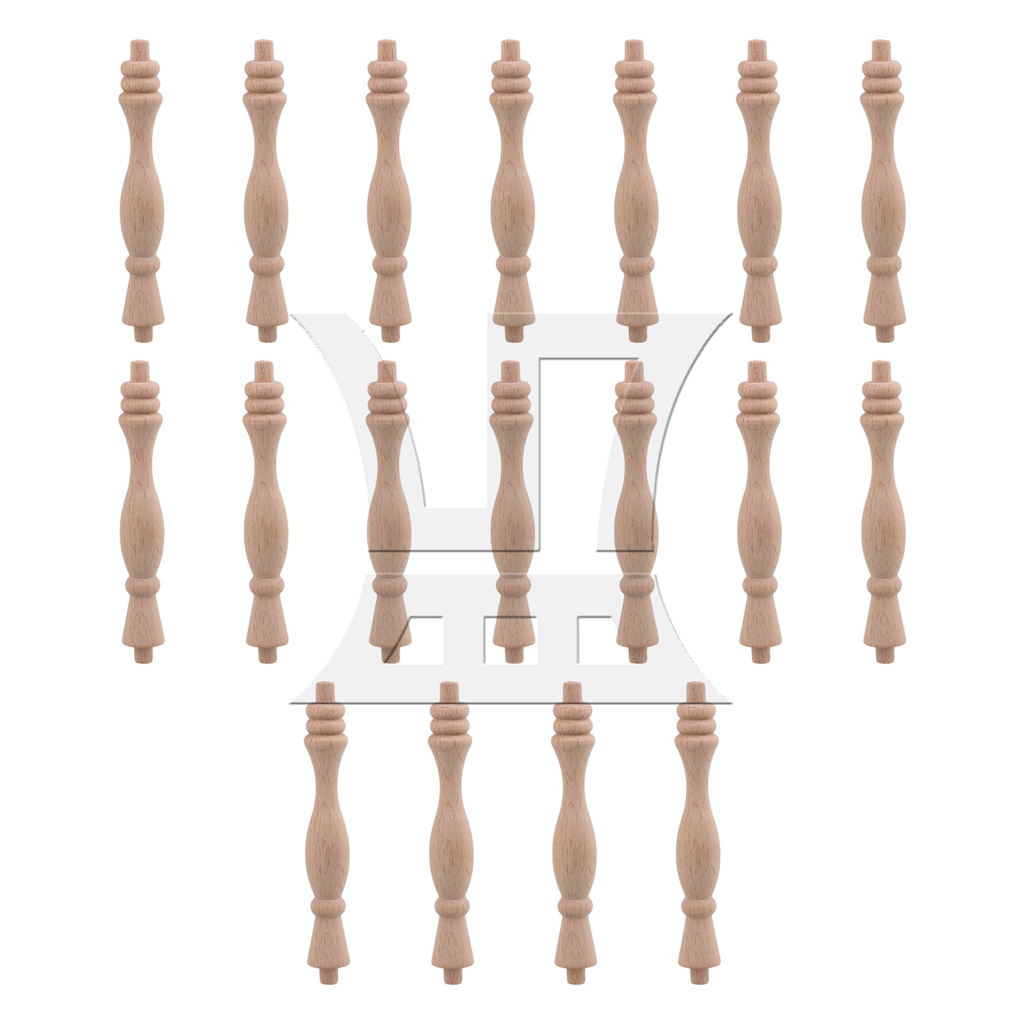 BQLZR  Vintage Style Unfinished Wood Natural Cutout Wooden Spindle 13.3cm