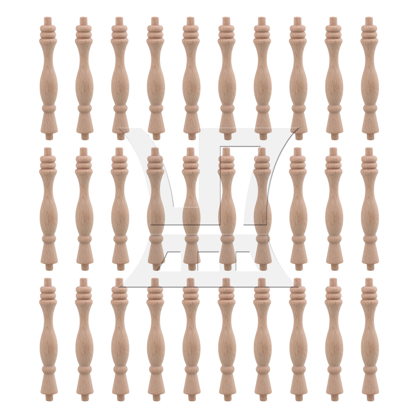 BQLZR  Vintage Style Unfinished Wood Natural Cutout Wooden Spindle 13.3cm