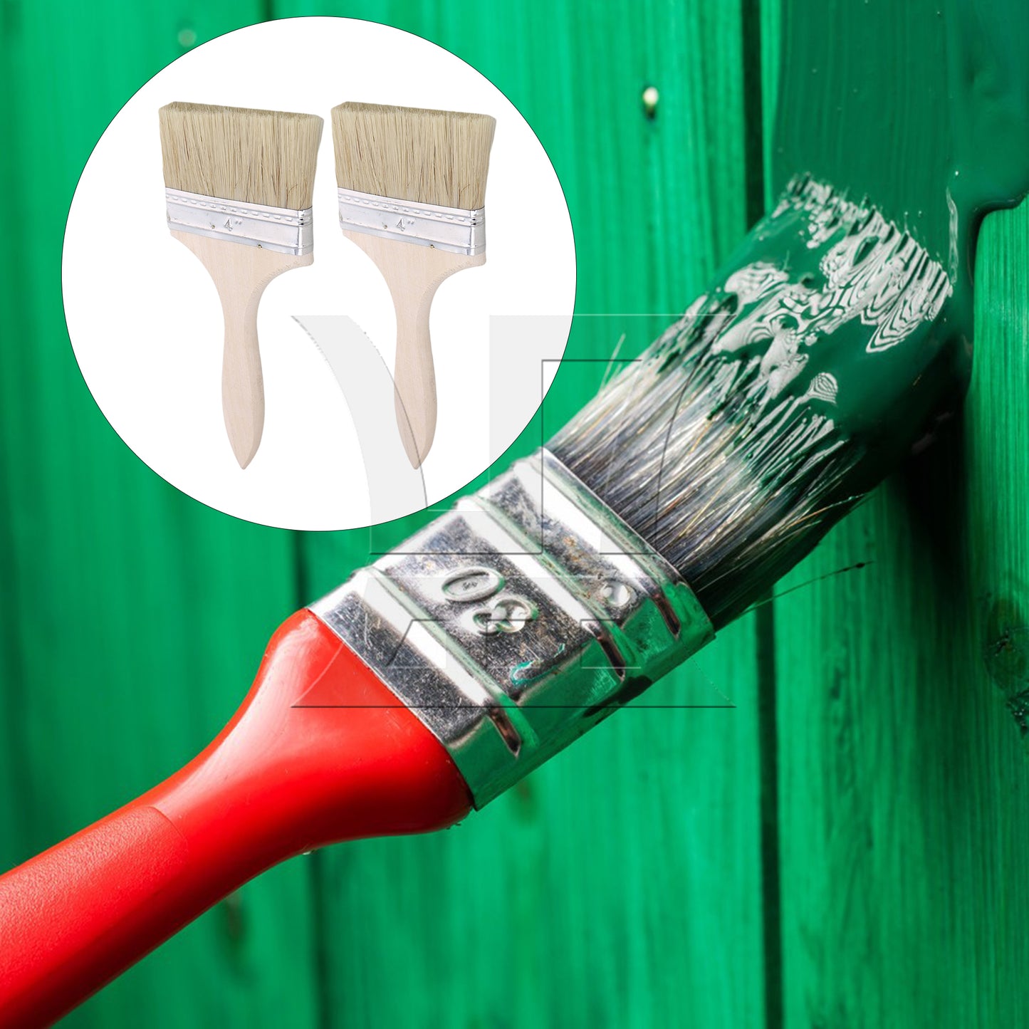 BQLZR Flat Paint Brushes with Handle 4 Inch Stain Brushes for Painting Wall