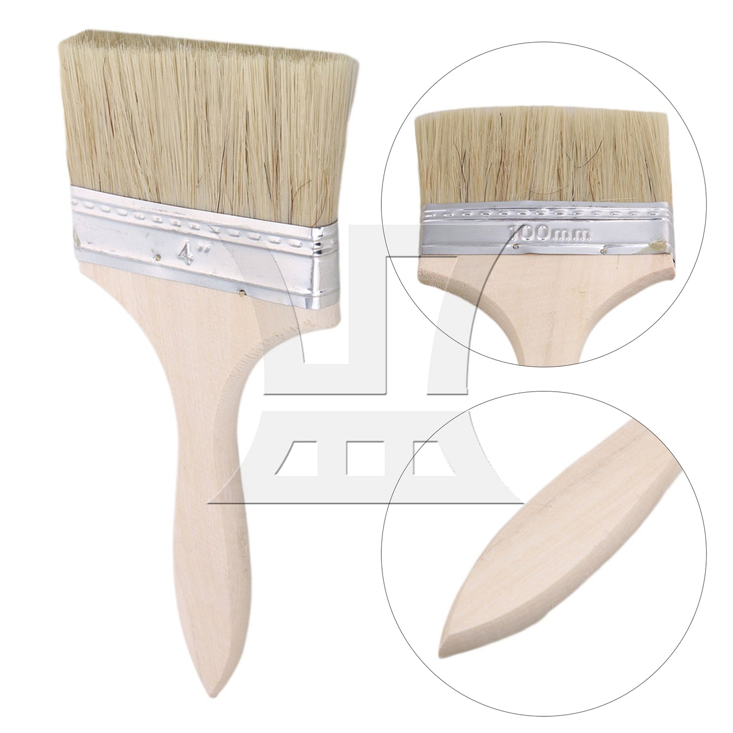 BQLZR Flat Paint Brushes with Handle 4 Inch Stain Brushes for Painting Wall