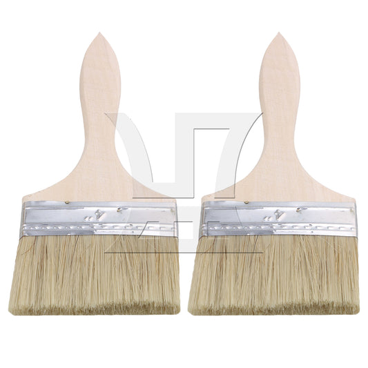 BQLZR Flat Paint Brushes with Handle 4 Inch Stain Brushes for Painting Wall