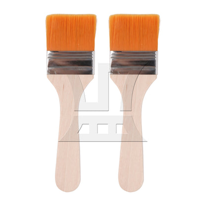 BQLZR 2 Pieces Thin Wood Painting Brush Tool 1.85" Width w/ White Nylon Mittens Set