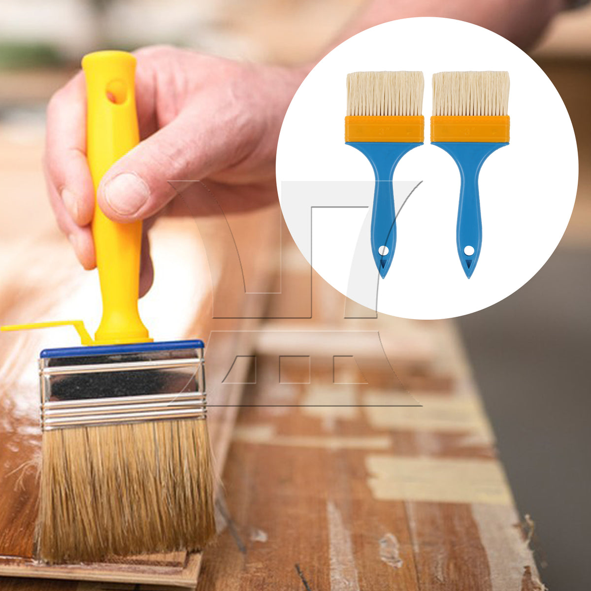 BQLZR Painting Brush for Cabinet Home Improvement w/ Blue Plastic Handle 3"