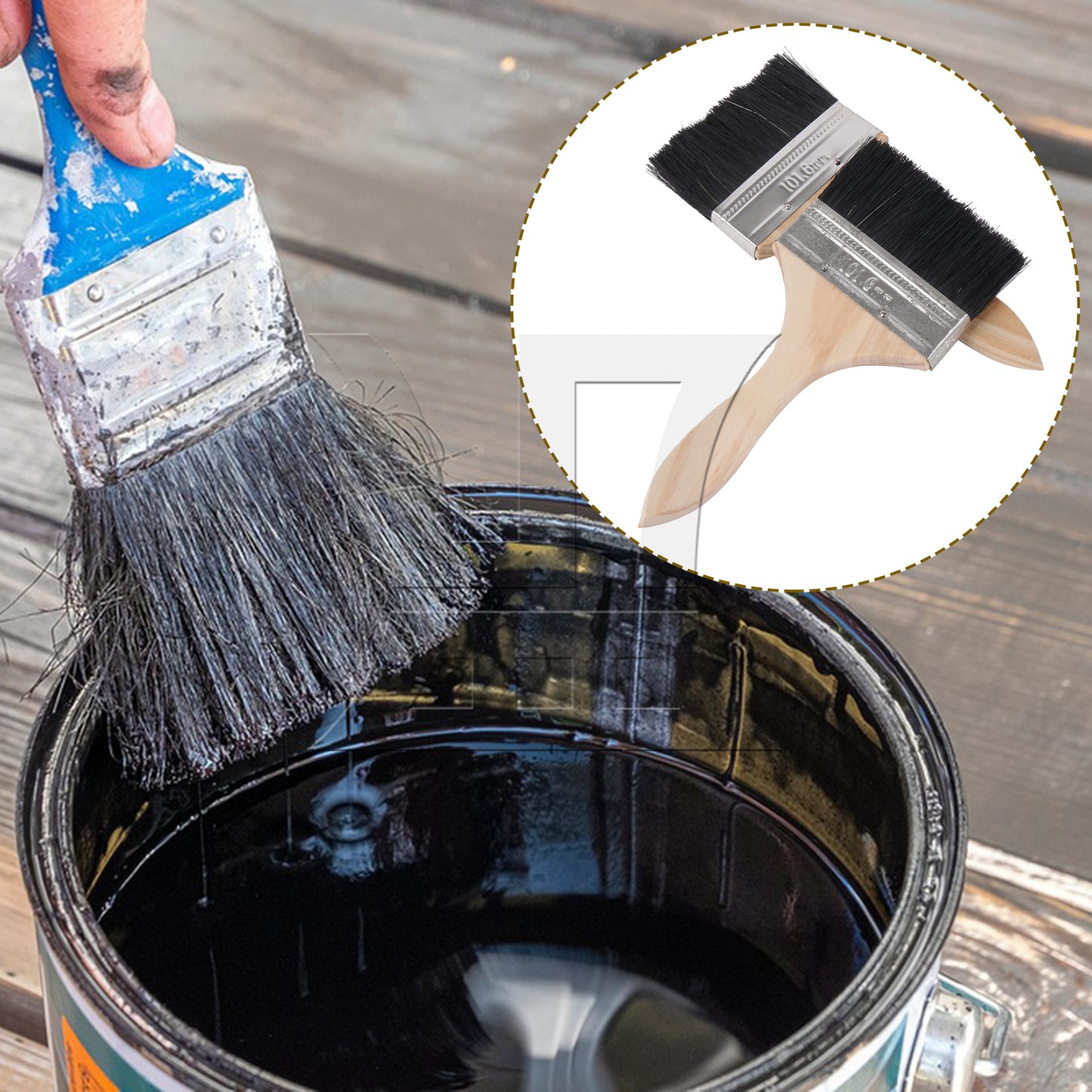 BQLZR Thick Wooden Handle Nylon Brushes for Art Painting 4 Inch Width Set