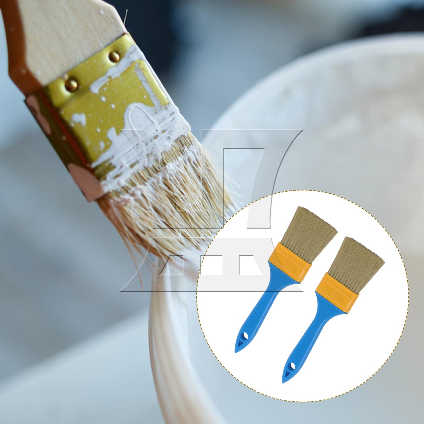 BQLZR Thick Plastic Handle Paint Brushes for Art Painting Tools 2" Width