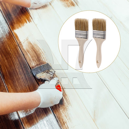 BQLZR 2 Pieces Natural Bristle Paint Brush Thin Handle for Indoor Decorations 2 1/2"