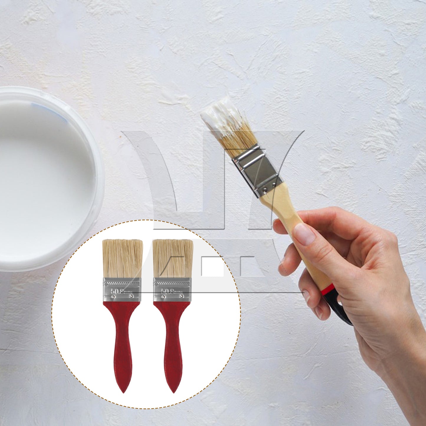 BQLZR Flat Paint Brushes with Red Handle 2 Inch Stain Brushes for Painting